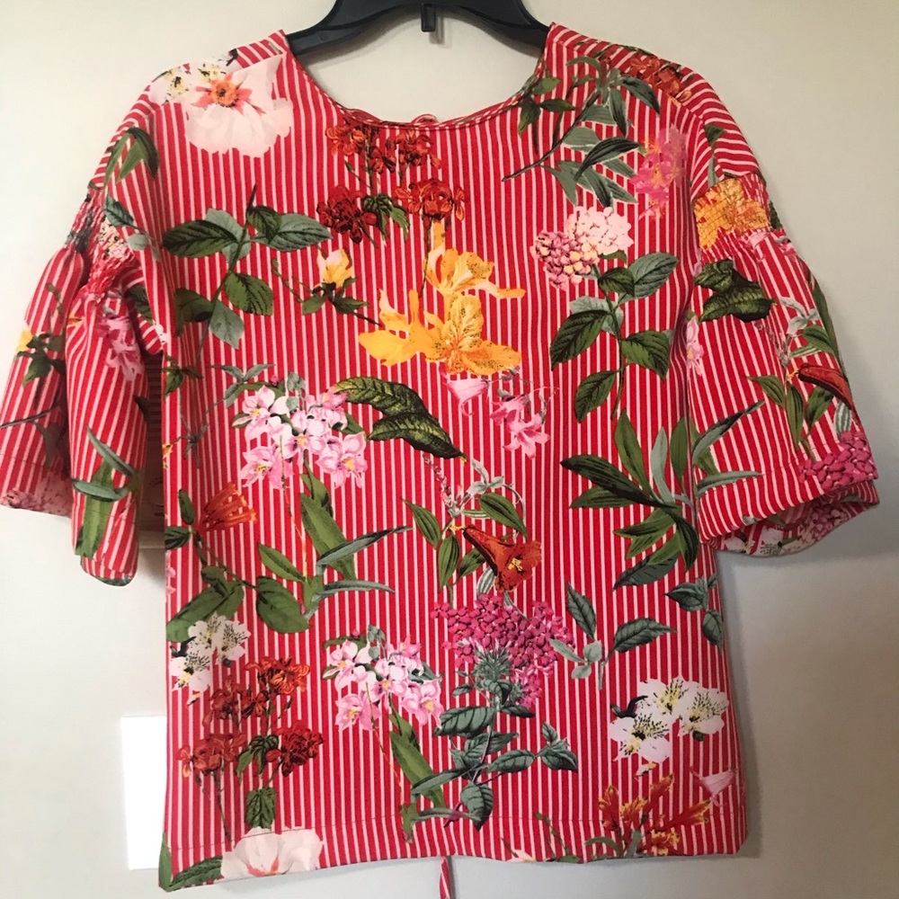 NEGOTIATIONS OPEN Floral Red Top